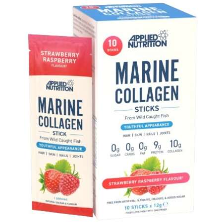Applied Nutrition Marine Collagen Sticks, Strawberry Raspberry - 10 x 12g