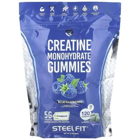 SteelFit Creatine Monohydrate Gummies, Blue Raspberry - 120 gummies