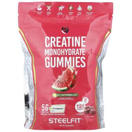SteelFit Creatine Monohydrate Gummies, Juicy Watermelon - 120 gummies