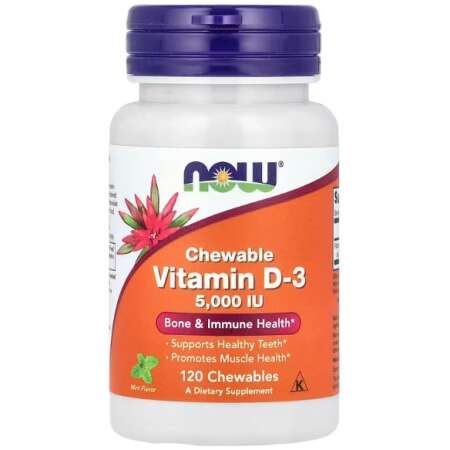 NOW Foods Vitamin D-3, 5000 IU (Chewable) - 120 chewables