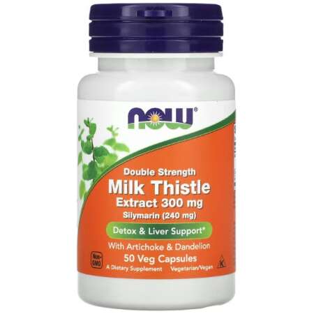 NOW Foods Milk Thistle Extract with Artichoke & Dandelion, 300mg Double Strength - 50 vcaps
