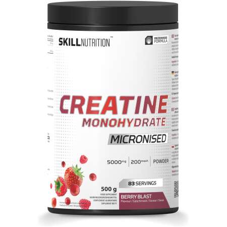 Skill Nutrition Micronised Creatine Monohydrate Flavoured, Berry Blast - 500g