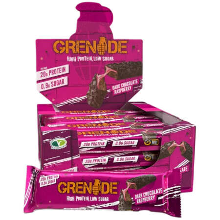 Grenade Protein Bars, Dark Chocolate Raspberry - 12 x 60g