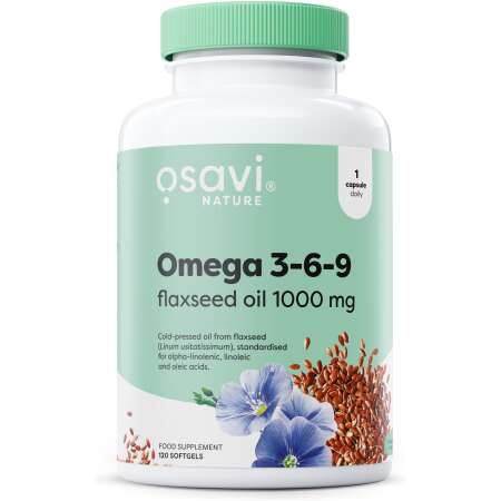 Osavi Omega 3-6-9 Flaxseed Oil, 1000mg - 120 softgels