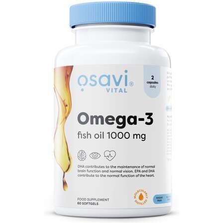 Osavi Omega-3 Fish Oil Molecularly Distilled, 1000mg (Lemon) - 60 softgels