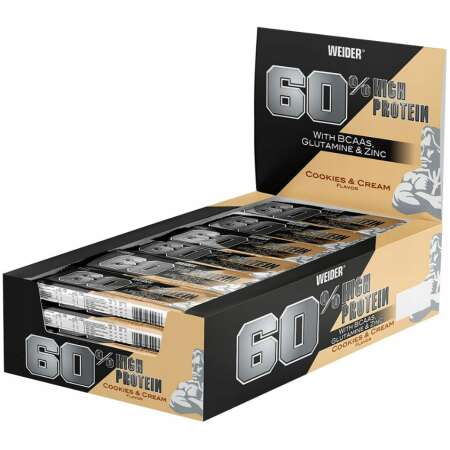 Weider 60% Protein Bar, Cookies & Cream - 24 x 45g