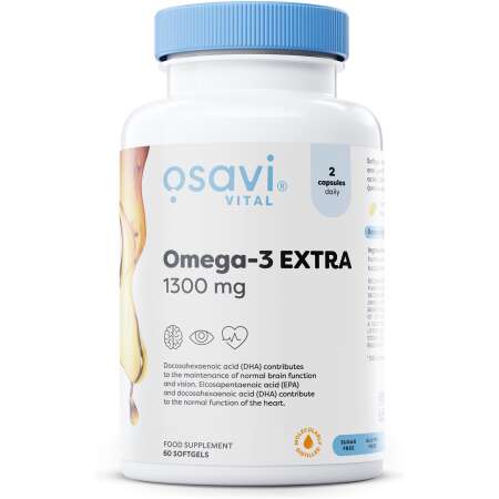 Osavi Omega-3 Extra Molecularly Distilled, 1300mg (Lemon) - 60 softgels