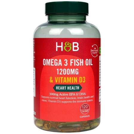 Omega 3 Fish Oil 1200mg & Vitamin D3 - 120 caps
