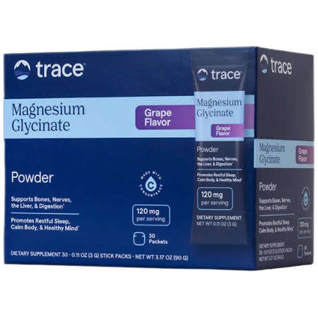 Magnesium Glycinate Powder Stick Packs, Grape - 30 x 3g