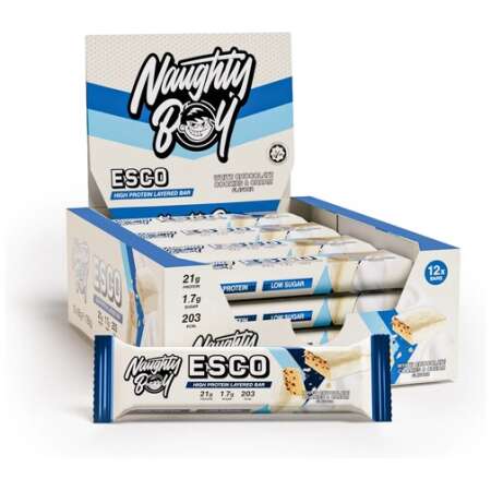 Naughty Boy ESCO Protein Bar, White Chocolate Cookies & Cream - 12 x 65g