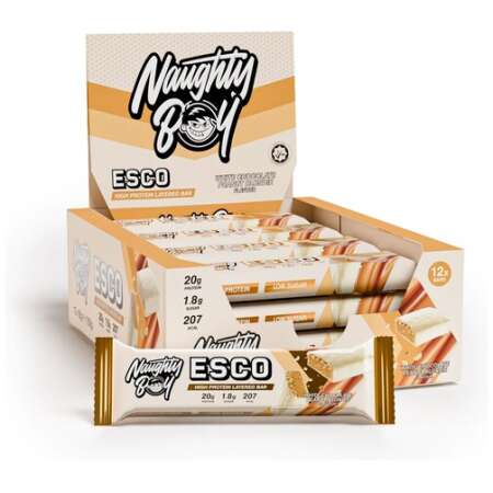 Naughty Boy ESCO Protein Bar, White Chocolate Peanut Blondie - 12 x 65g