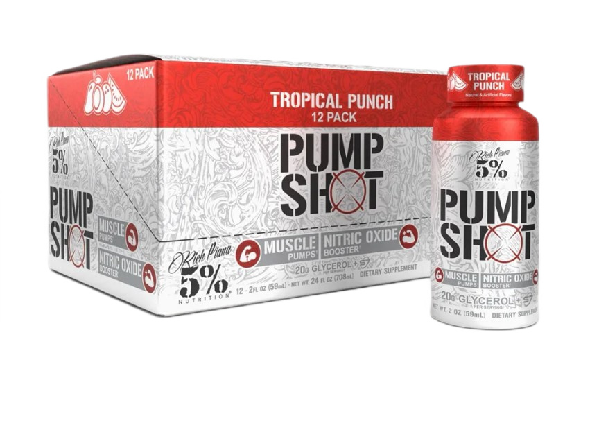 5% Nutrition Pump Shot, Tropical Punch (EAN 850064402483) - 12 x 59 ml,