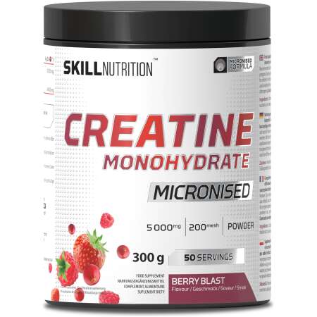 Skill Nutrition Micronised Creatine Monohydrate Flavoured, Berry Blast - 300g