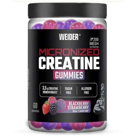 Weider Micronized Creatine Gummies, Blackberry Strawberry Dual Flavor Mix - 60 gummies