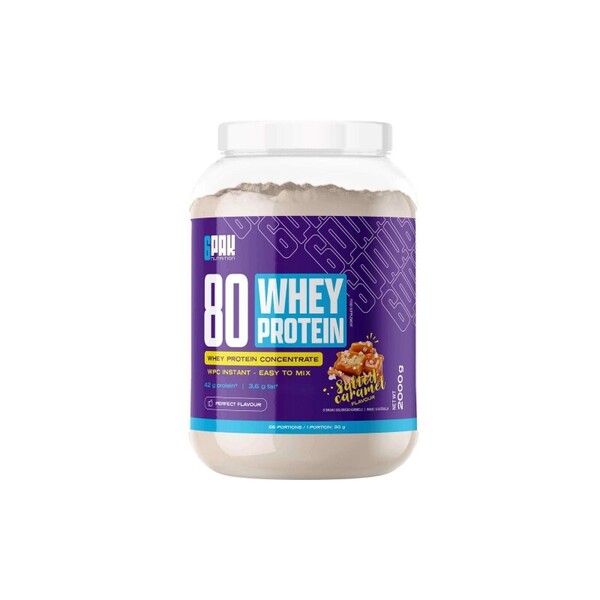 6PAK 80 Whey Protein, Salted Caramel - 2000g
