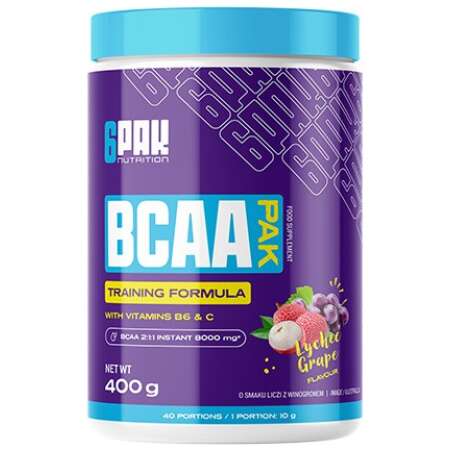 6PAK BCAA Pak, Lychee Grape - 400g