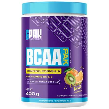 6PAK BCAA Pak, Orange Kiwi - 400g