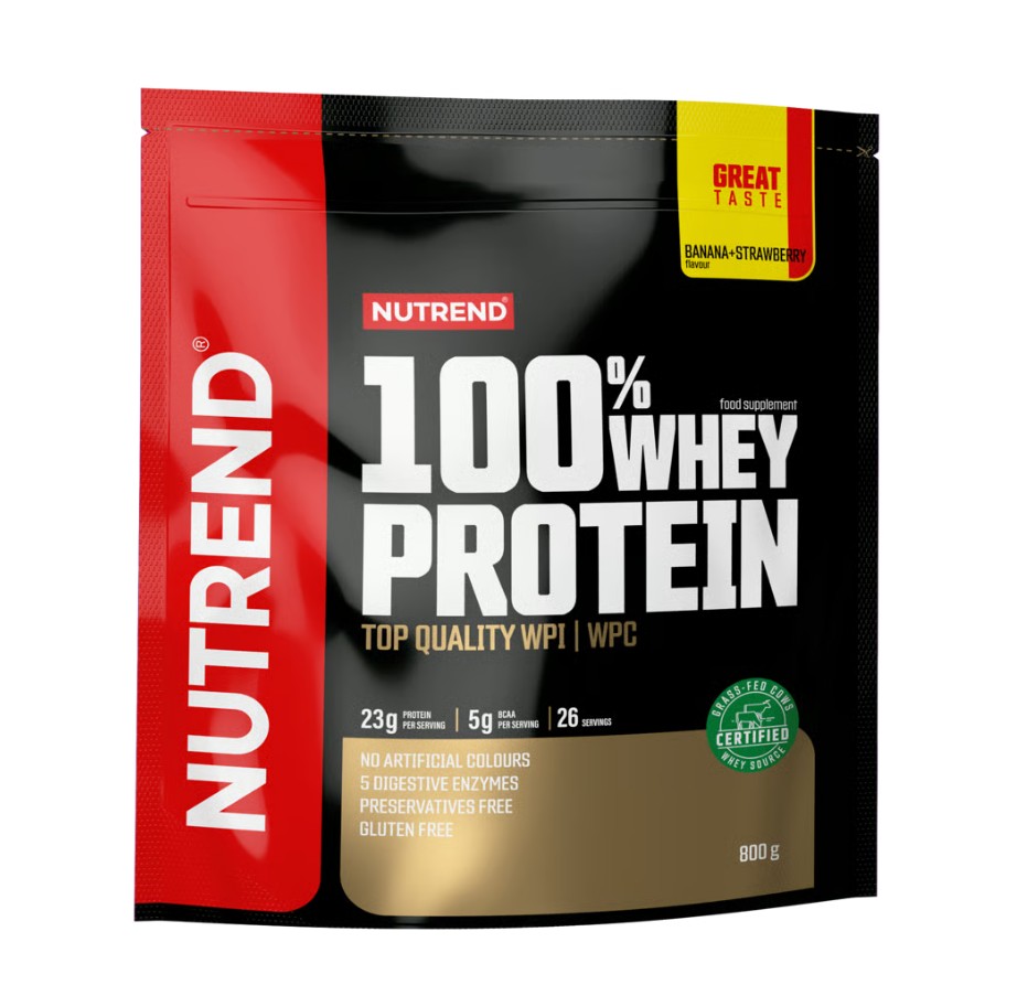 Nutrend 100% Whey Protein, Banana + Strawberry - 800g