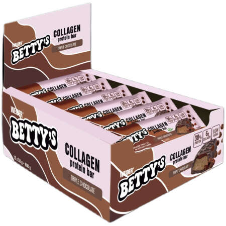 Weider Betty's Collagen Protein Bar, Triple Chocolate - 12 x 50g