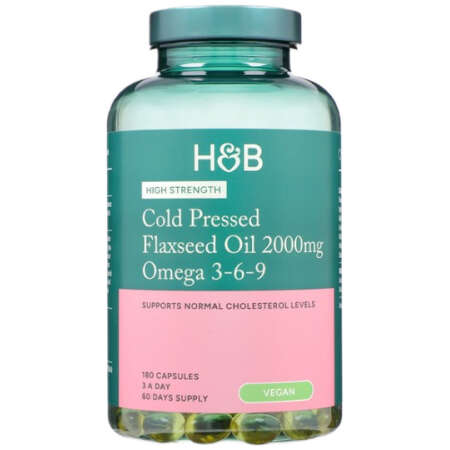 High Strength Cold Pressed Flaxseed Oil Omega 3-6-9, 2000mg - 180 vcaps