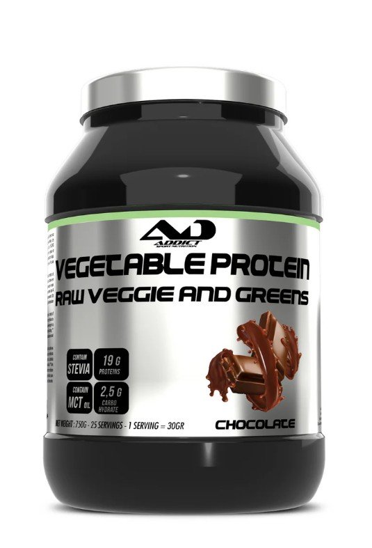 Addict Sport Nutrition Vegetable Protein Raw Veggie and Greens, Chocolate - 750g