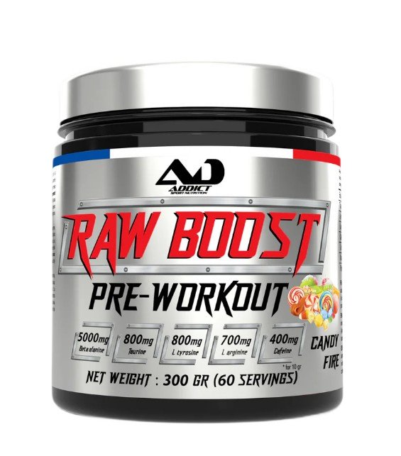 Addict Sport Nutrition Raw Boost Pre-Workout, Candy Fire - 300g