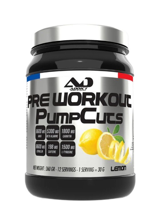 Addict Sport Nutrition Pre Workout Pump Cuts, Lemon - 360g
