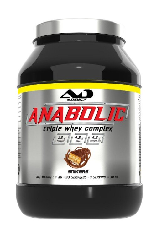 Addict Sport Nutrition Anabolic Triple Whey Complex, Snikers - 1000g