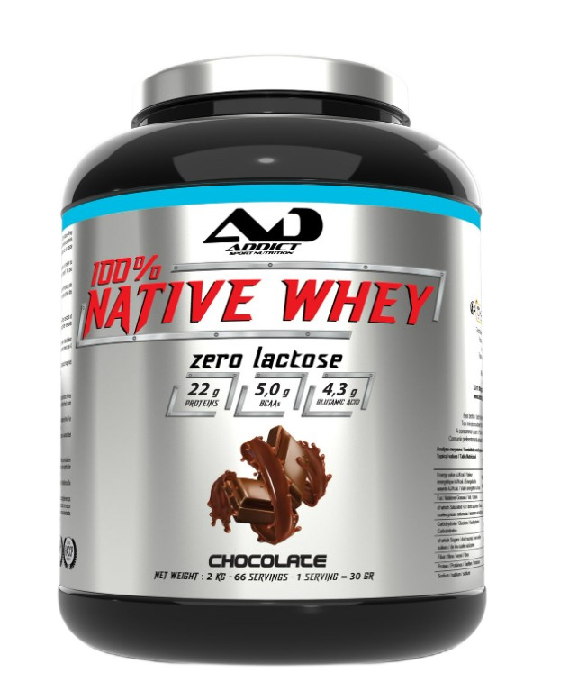 Addict Sport Nutrition 100% Native Whey Zero Lactose, Chocolate - 2000g