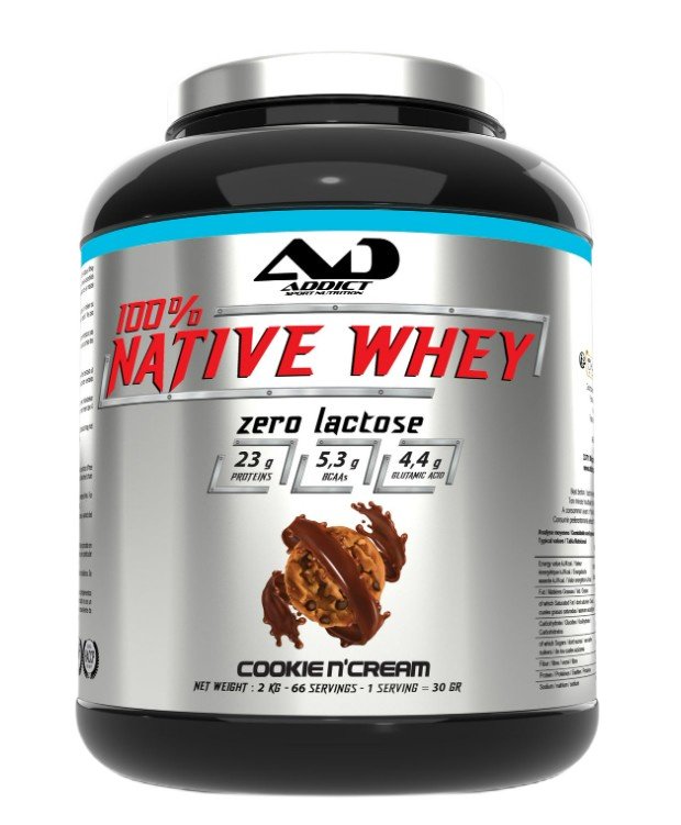 Addict Sport Nutrition 100% Native Whey Zero Lactose, Cookie N'Cream - 2000g