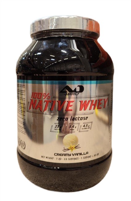Addict Sport Nutrition 100% Native Whey Zero Lactose, Creamy Vanilla - 1000g